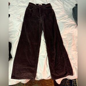 High rise wide leg corduroy jeans women
